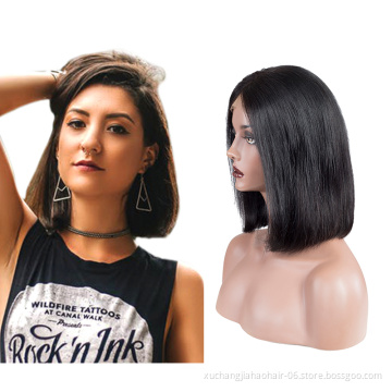Wholesale price 4x4 lace Cuticle Aligned Virgin Double Drawn Human Hair Wig straight human hair Bob wig